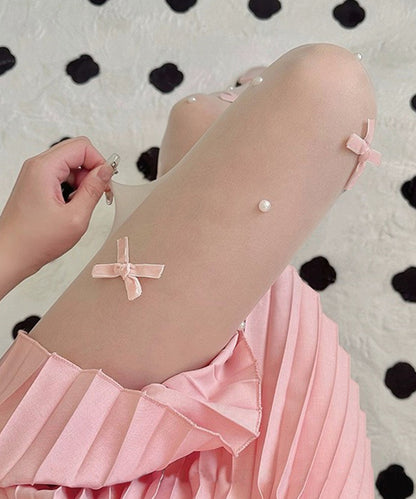 メニー リボン パール シアー ストッキング