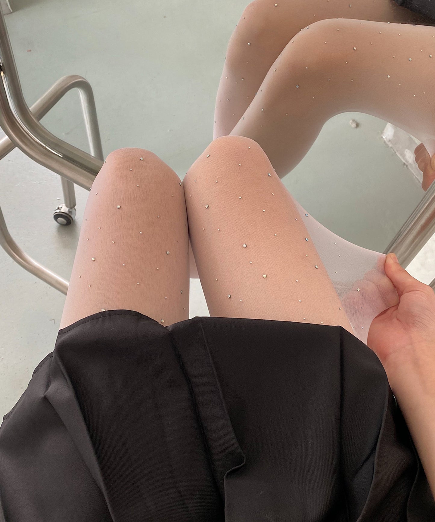 【3足セット】 ビジュー スパンコール付き パーティー ストッキング