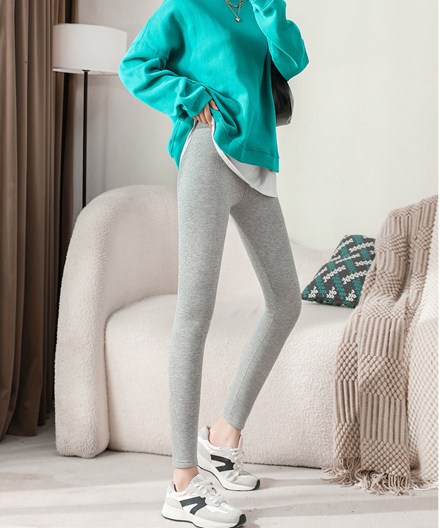 裏ボア 保温 厚手 ニット レギンス