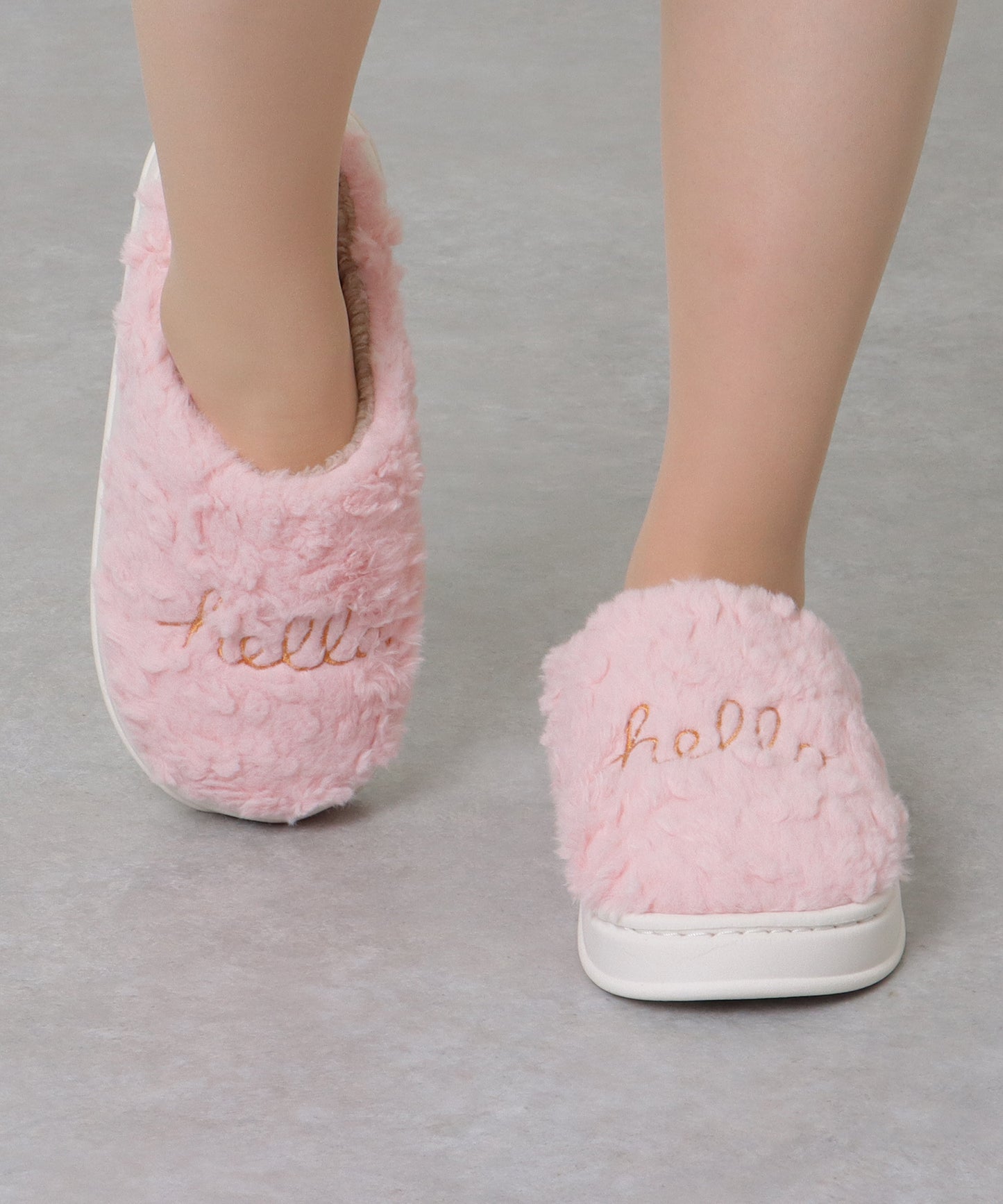 ロゴ 刺繍 厚底 保温 ルーム シューズ