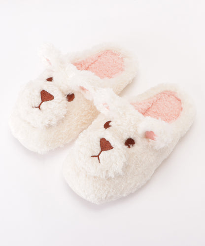 アニマル ルック ふわもこ 耳付き ルームシューズ