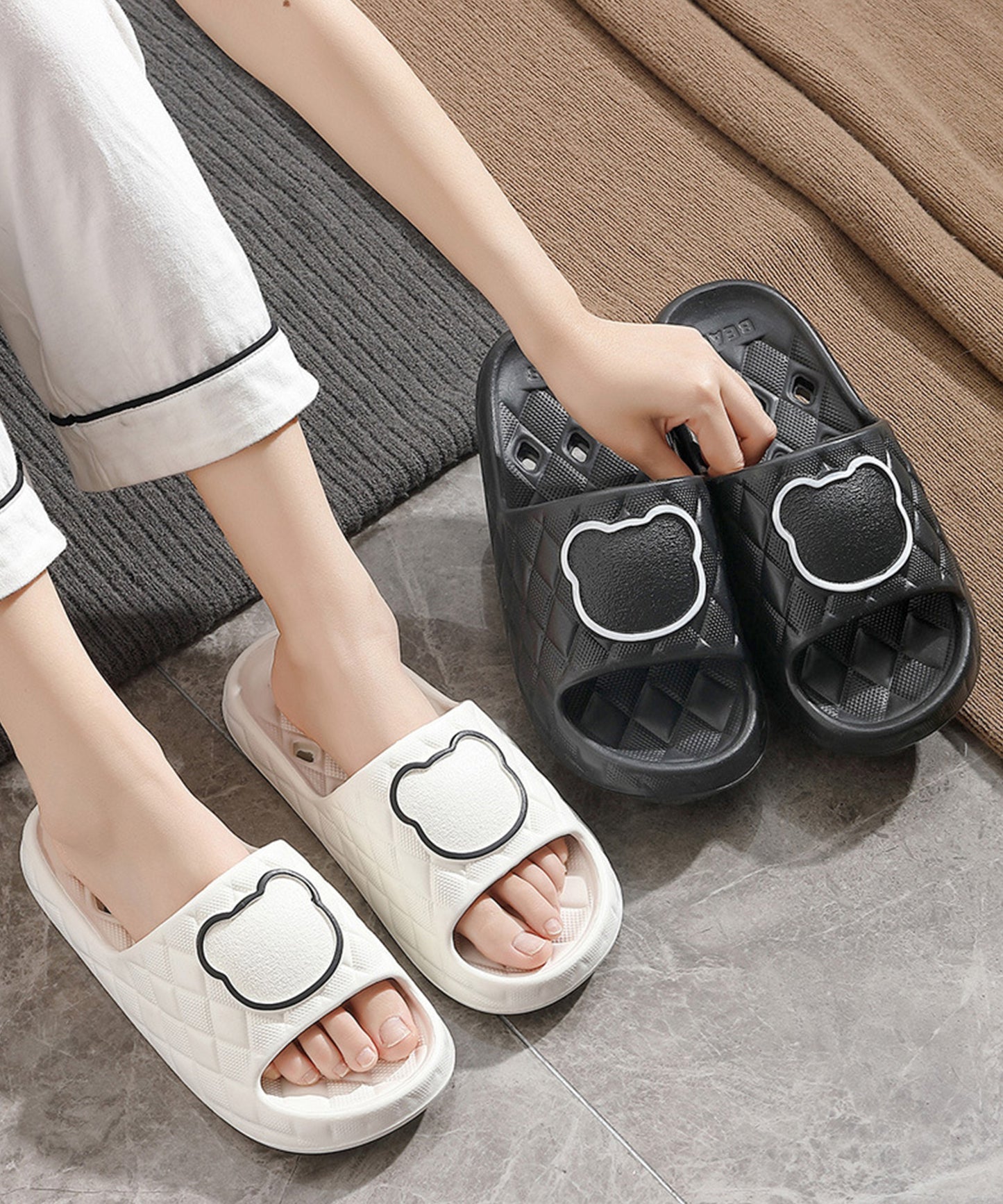 ベア キルティング風 EVA スリッパ サンダル シューズ