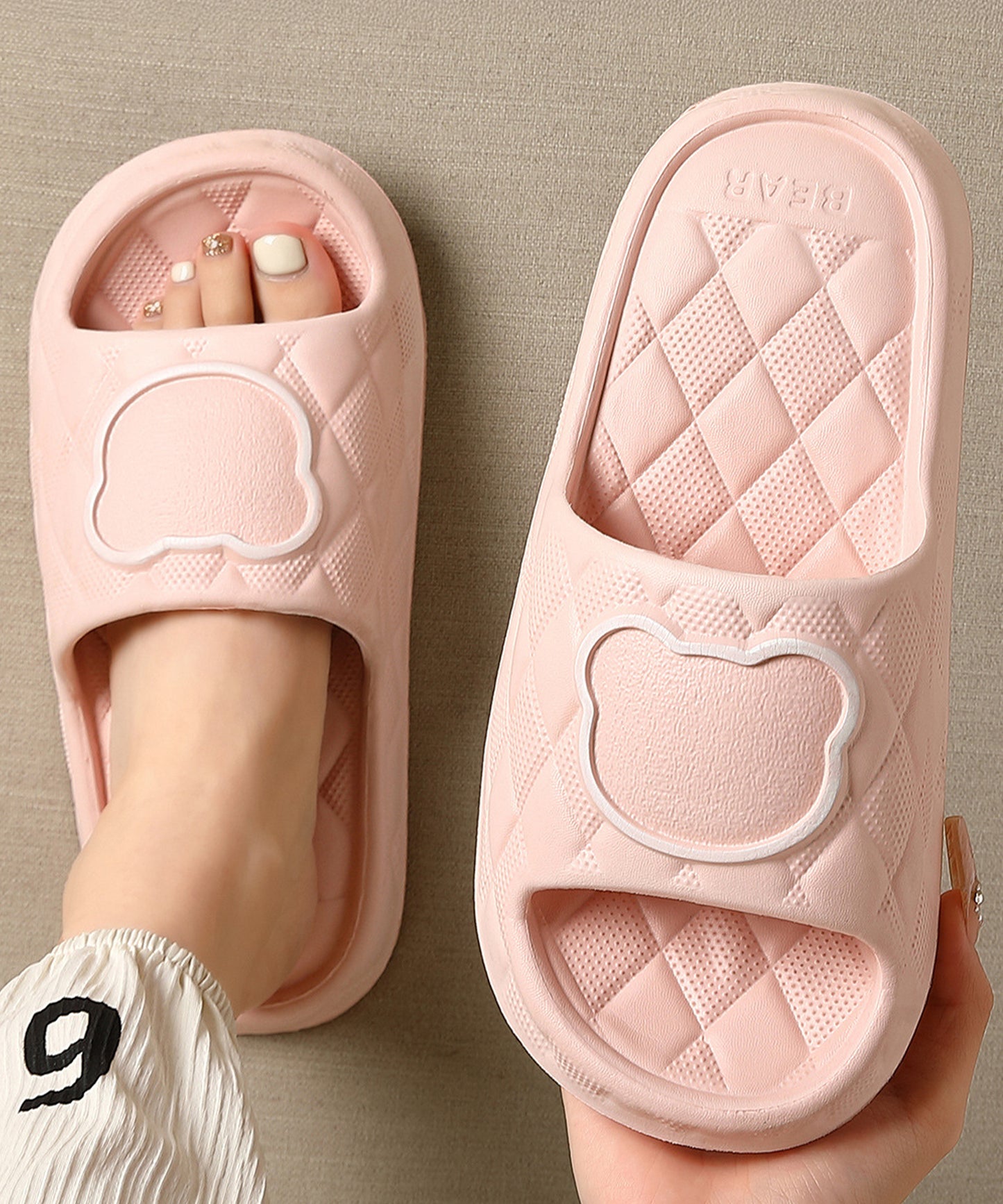 ベア キルティング風 EVA スリッパ サンダル シューズ