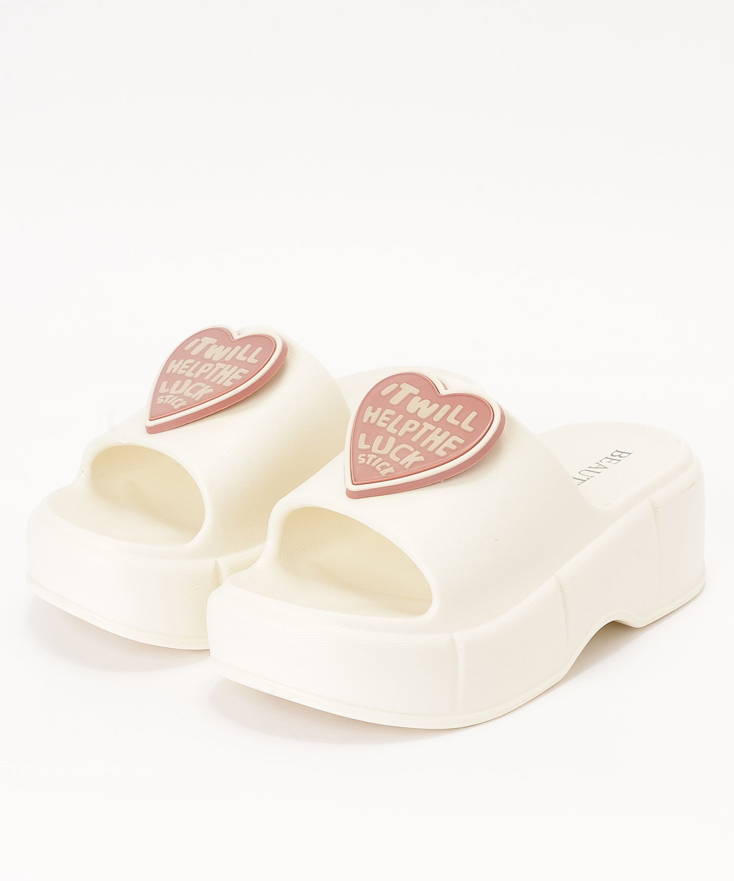 ハート モチーフ EVA スライド 厚底 サンダル