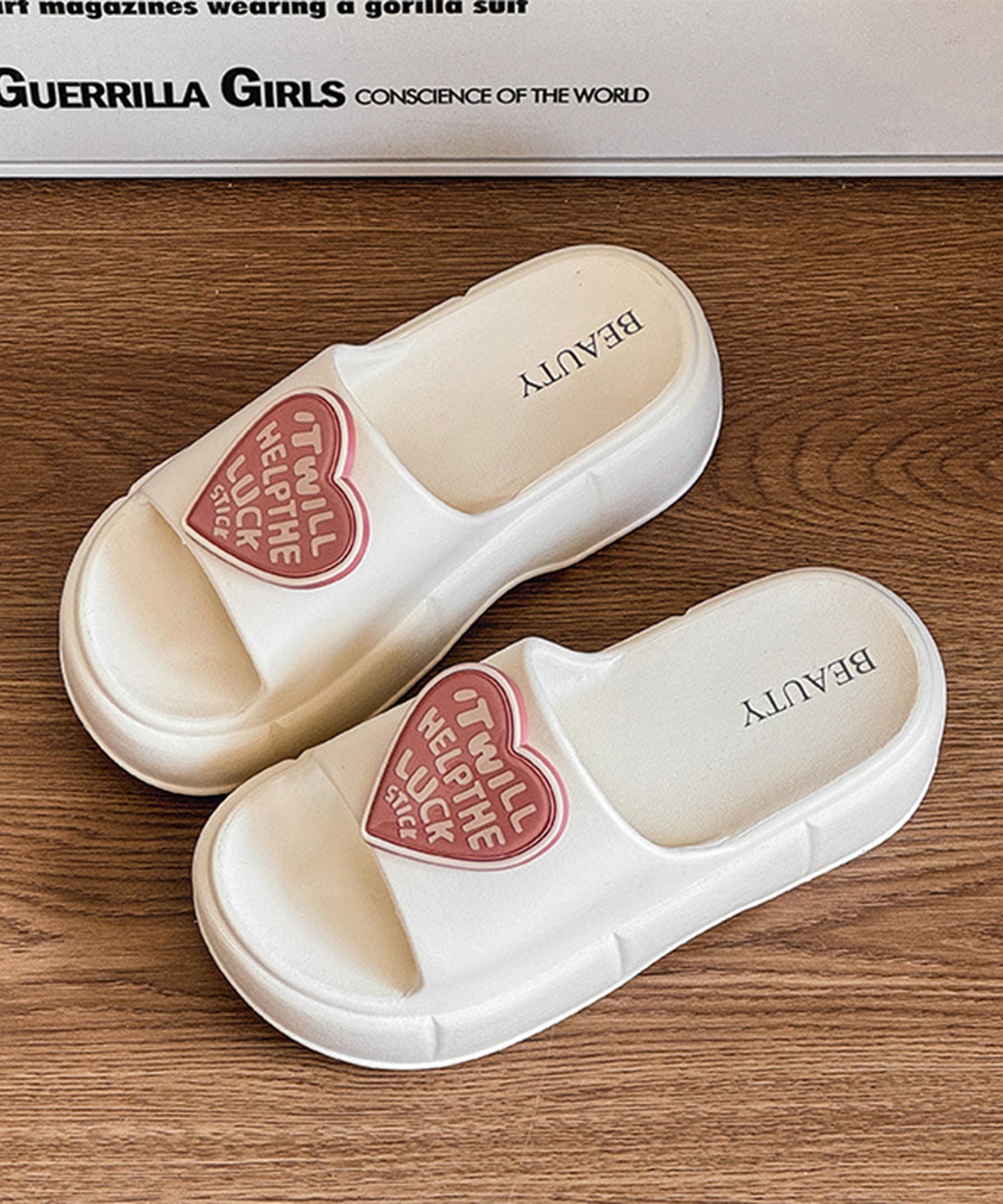 ハート モチーフ EVA スライド 厚底 サンダル