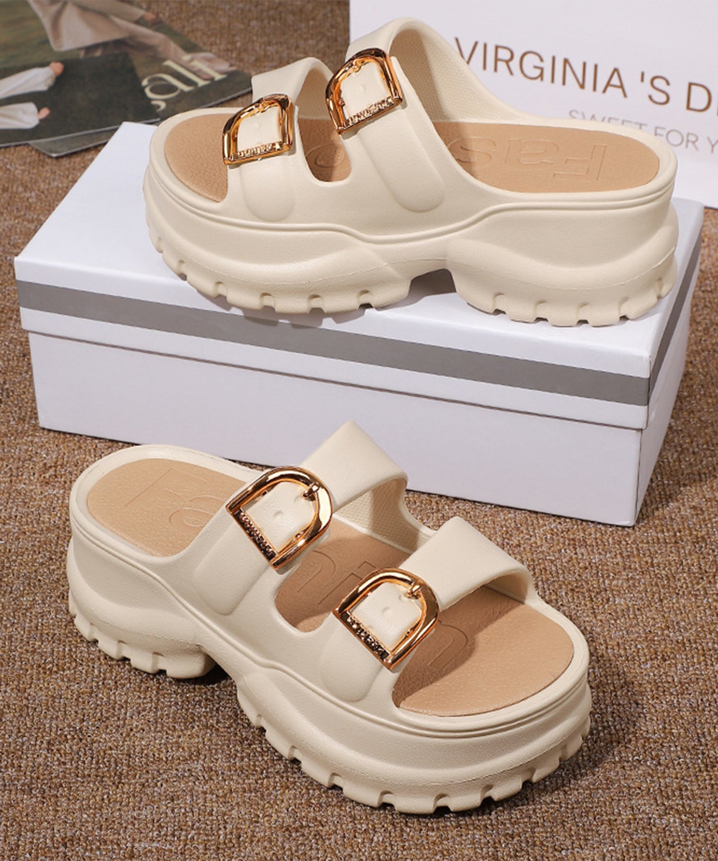 ダブル ベルト EVA トラックソール 厚底 サンダル