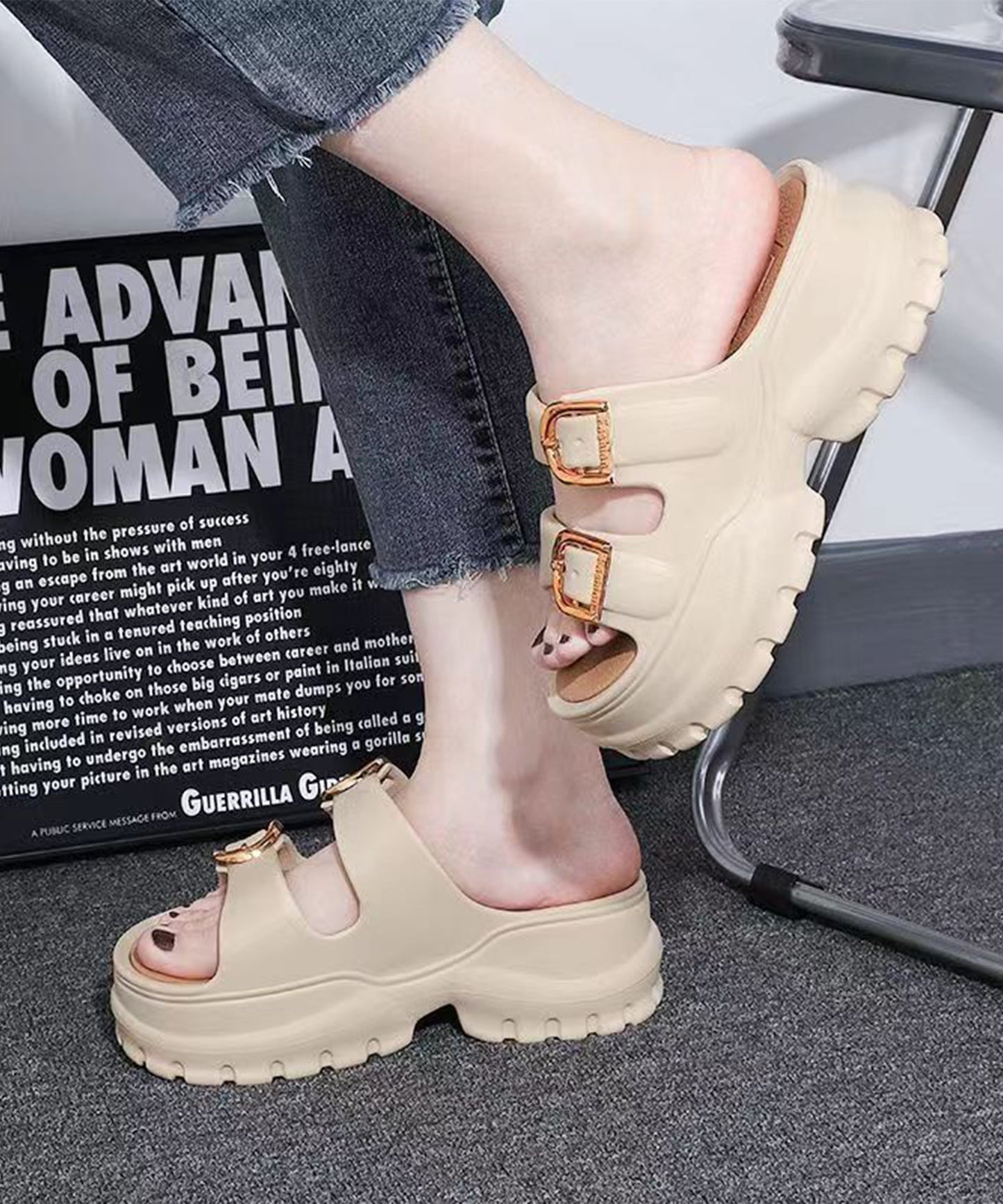 ダブル ベルト EVA トラックソール 厚底 サンダル