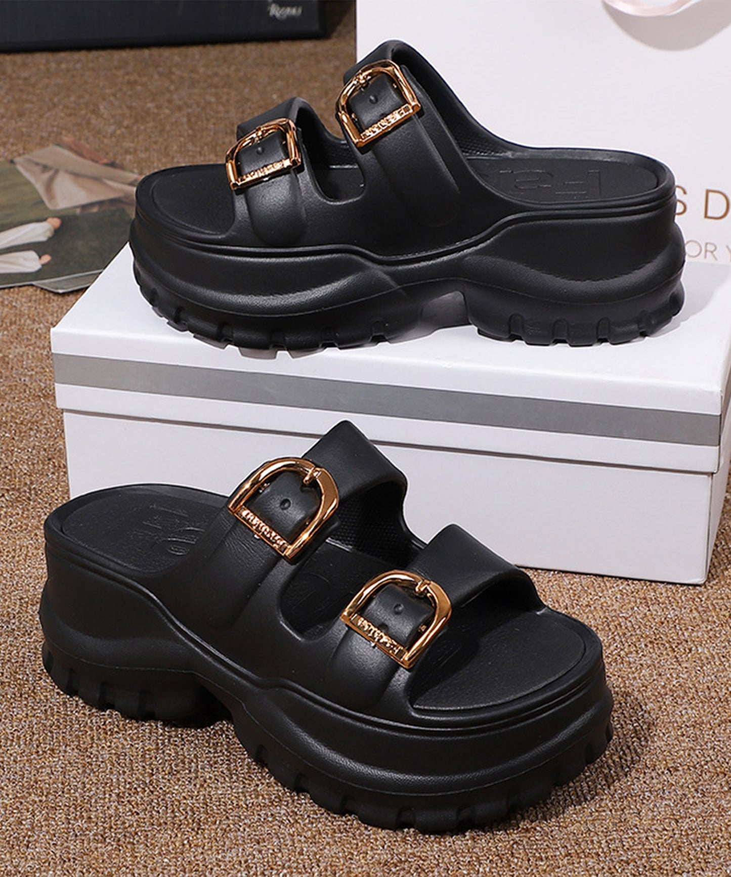 ダブル ベルト EVA トラックソール 厚底 サンダル