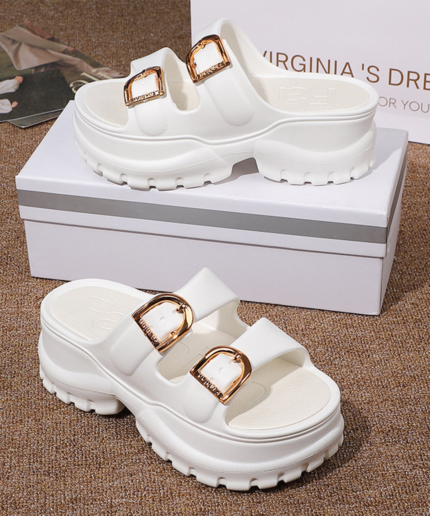 ダブル ベルト EVA トラックソール 厚底 サンダル