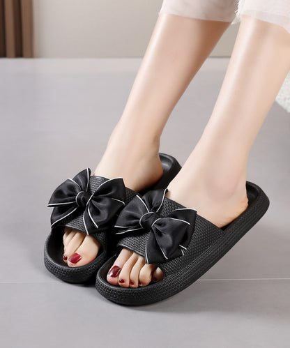 配色 ビッグ リボン スライド フラット サンダル