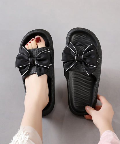 配色 ビッグ リボン スライド フラット サンダル