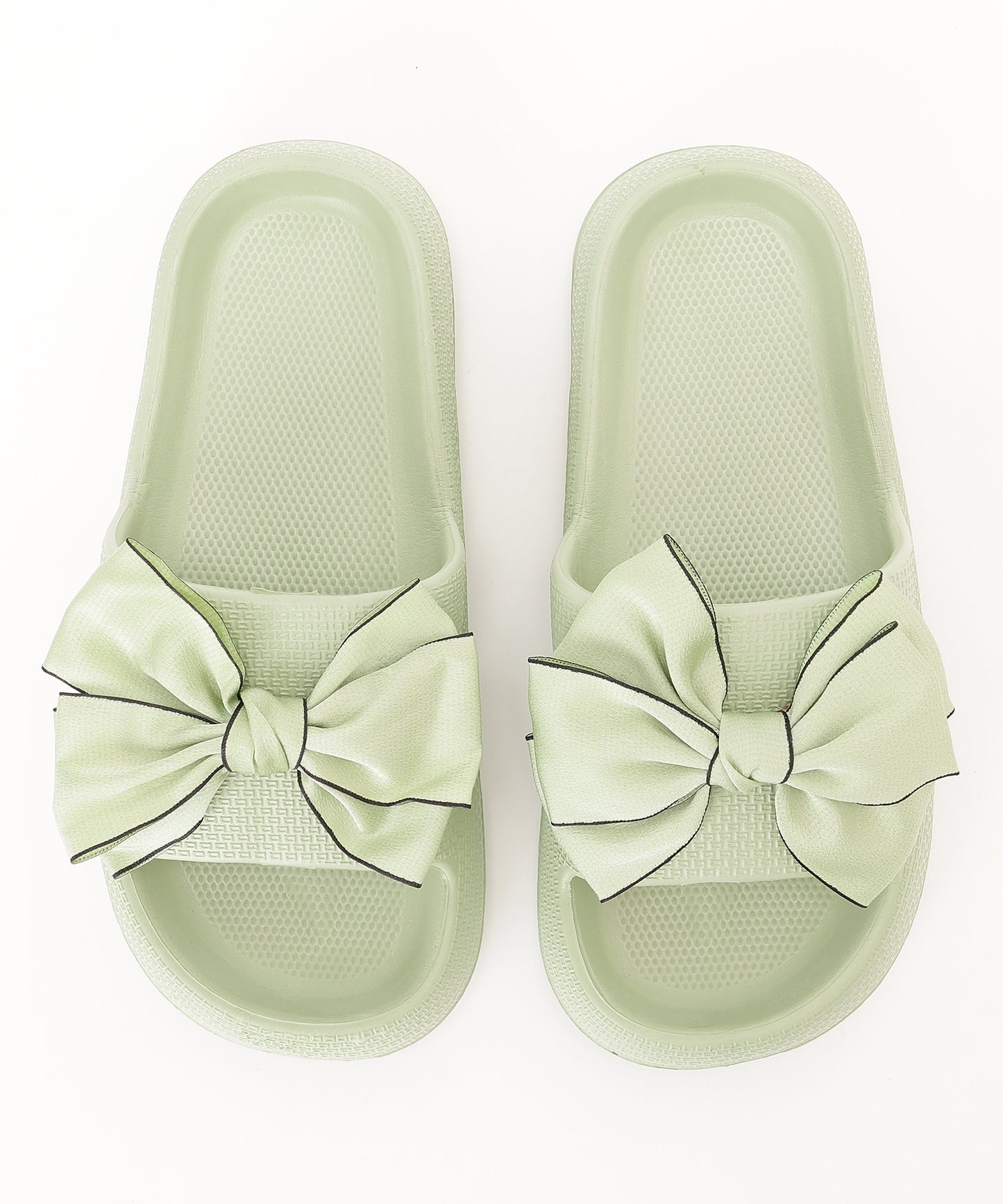 配色 ビッグ リボン スライド フラット サンダル