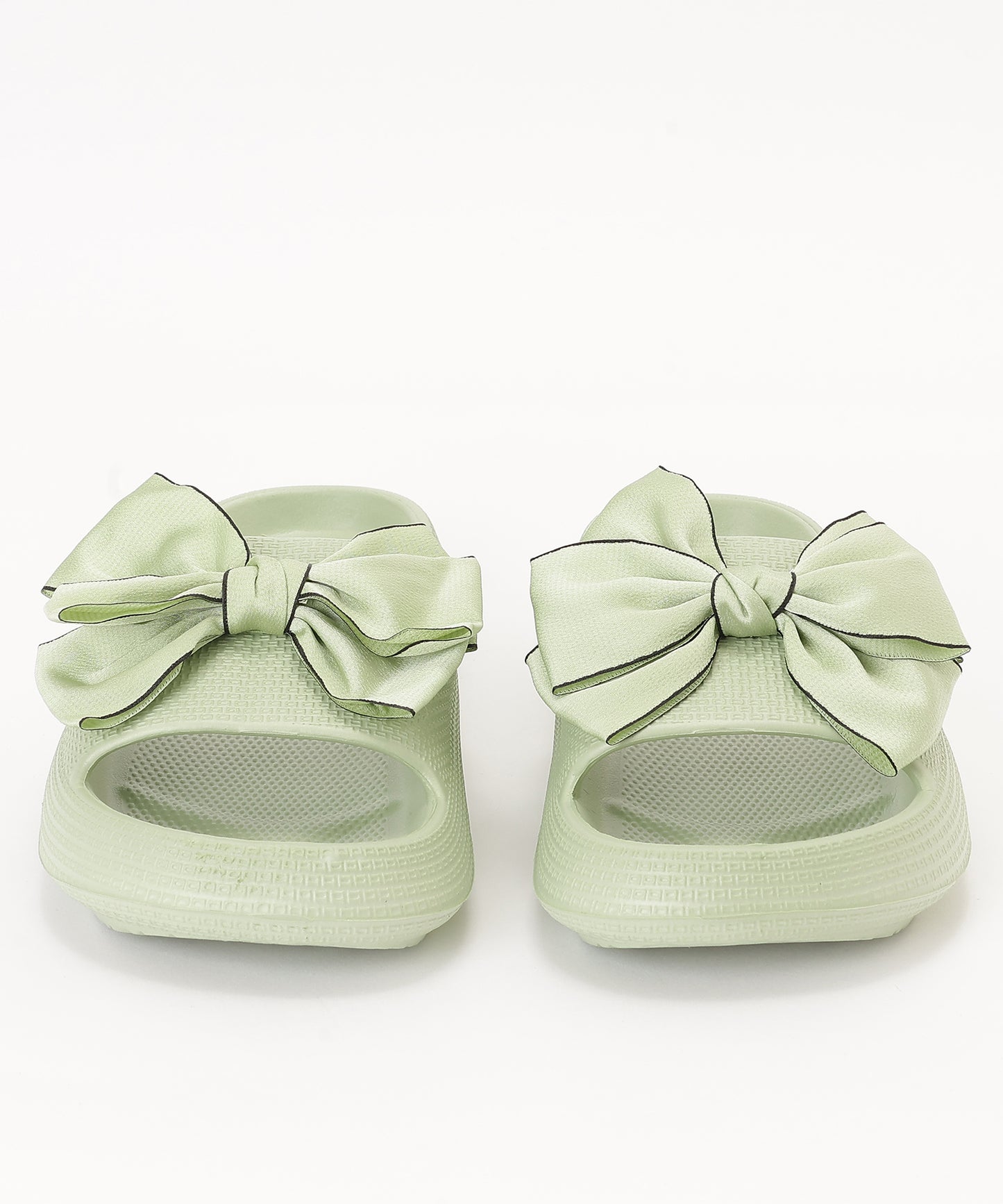 配色 ビッグ リボン スライド フラット サンダル