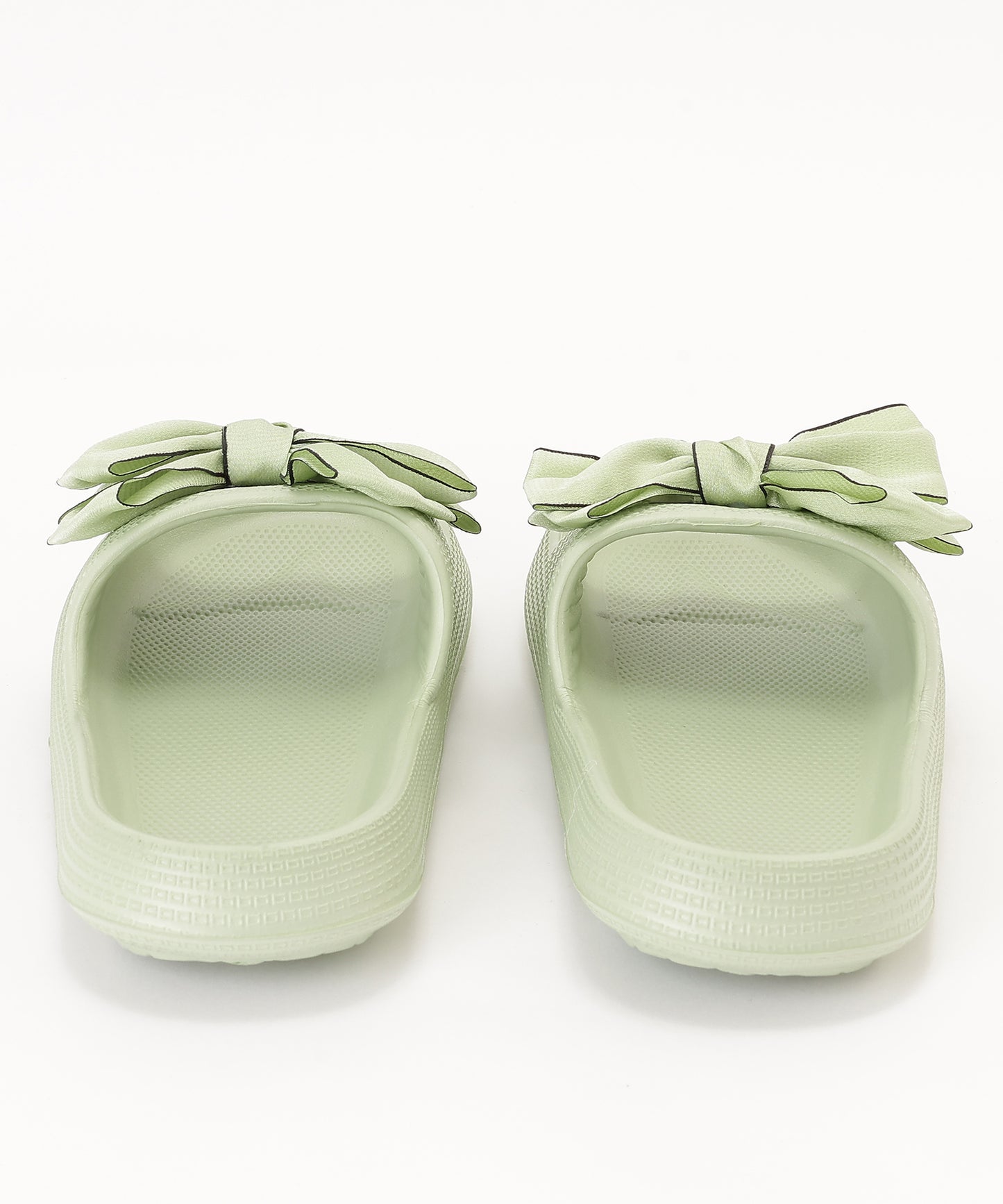 配色 ビッグ リボン スライド フラット サンダル