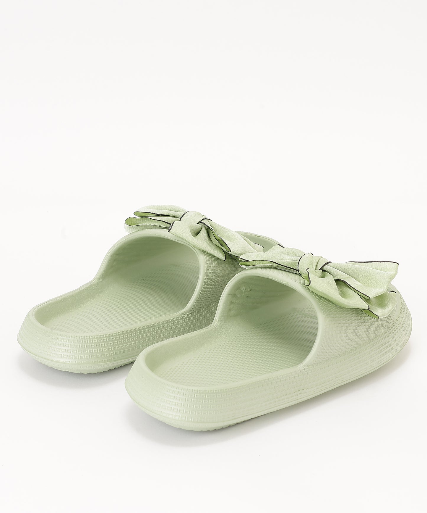 配色 ビッグ リボン スライド フラット サンダル