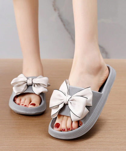 配色 ビッグ リボン スライド フラット サンダル