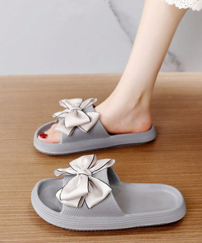 配色 ビッグ リボン スライド フラット サンダル