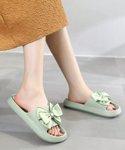 配色 ビッグ リボン スライド フラット サンダル