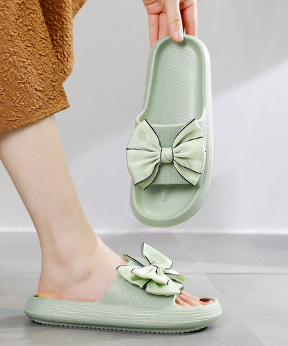 配色 ビッグ リボン スライド フラット サンダル