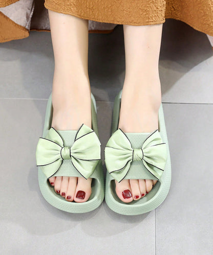 配色 ビッグ リボン スライド フラット サンダル