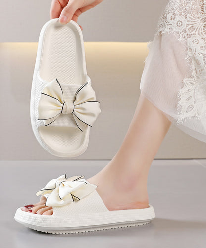 配色 ビッグ リボン スライド フラット サンダル