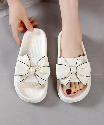 配色 ビッグ リボン スライド フラット サンダル