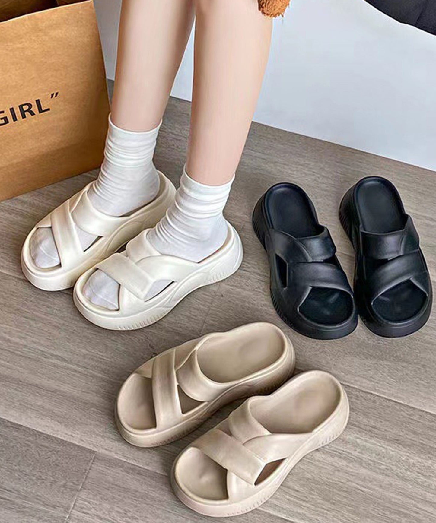 クロスデザイン EVA ボリューム 厚底 サンダル