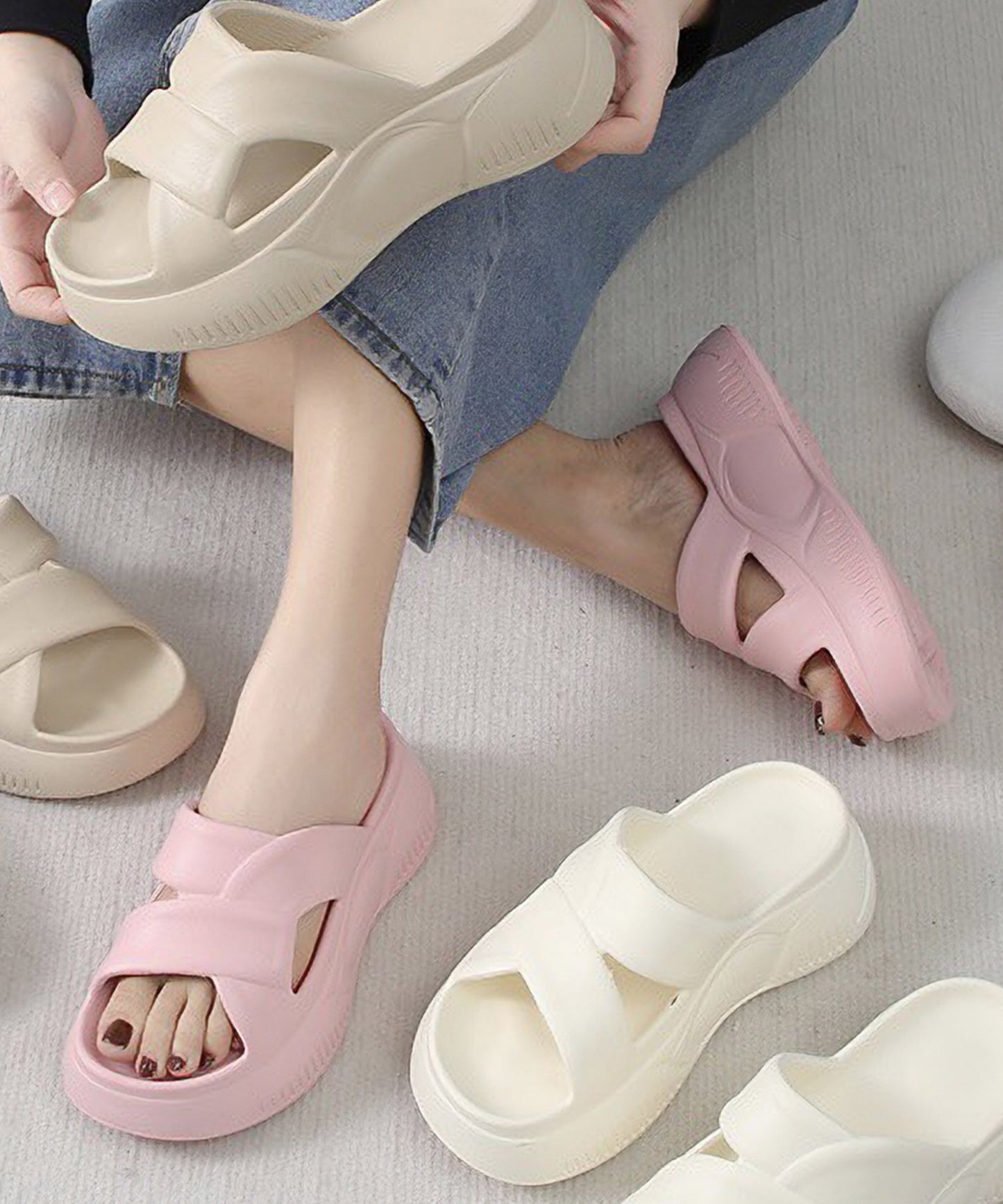 クロスデザイン EVA ボリューム 厚底 サンダル