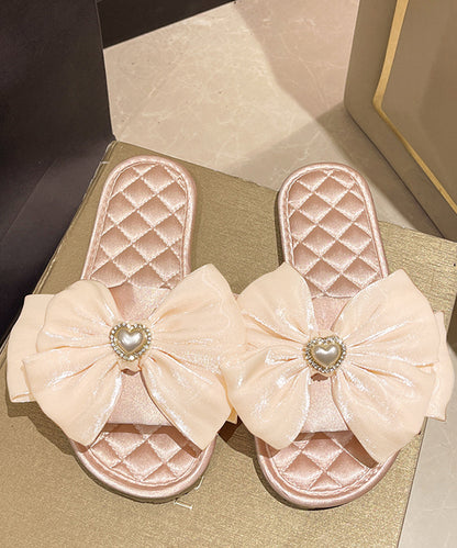 リボン キルティング スリッパ ルーム シューズ