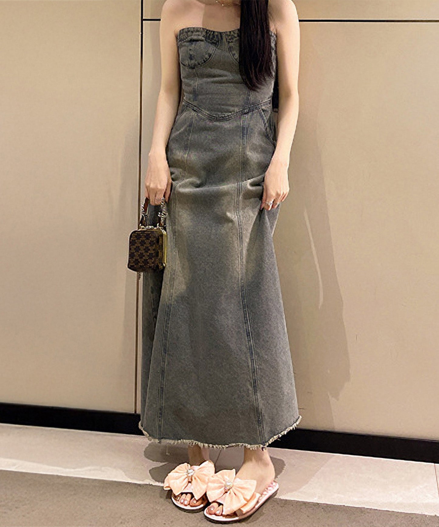 リボン キルティング スリッパ ルーム シューズ