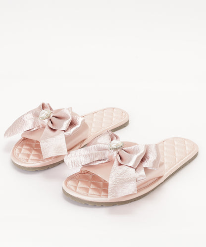 リボン キルティング スリッパ ルーム シューズ