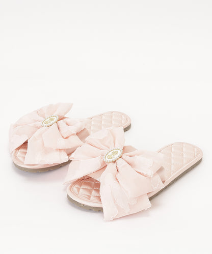 リボン キルティング スリッパ ルーム シューズ