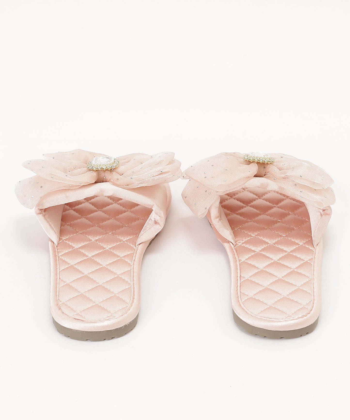 リボン キルティング スリッパ ルーム シューズ