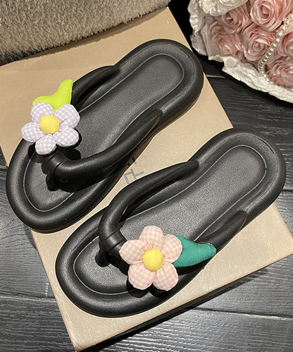 チェック フラワーモチーフ EVA チューブ トング サンダル