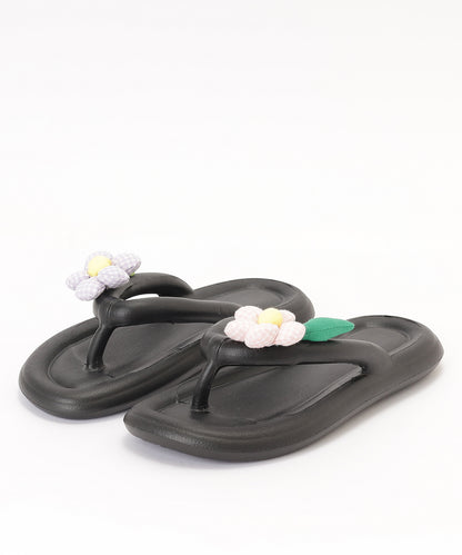 チェック フラワーモチーフ EVA チューブ トング サンダル