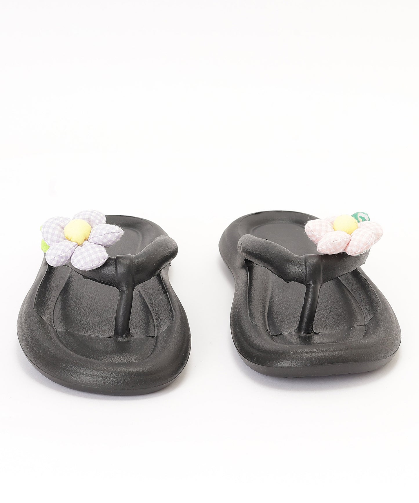 チェック フラワーモチーフ EVA チューブ トング サンダル