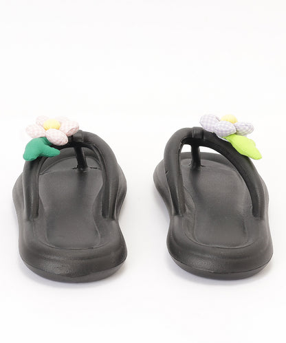 チェック フラワーモチーフ EVA チューブ トング サンダル