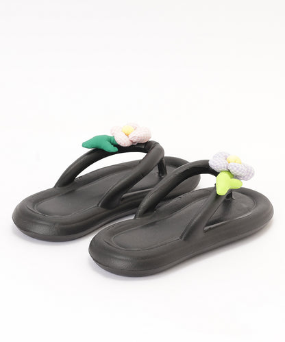 チェック フラワーモチーフ EVA チューブ トング サンダル