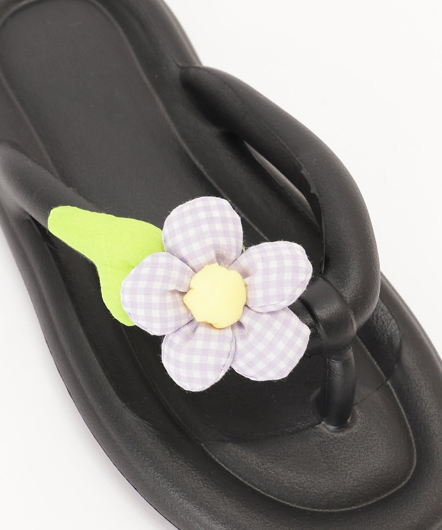 チェック フラワーモチーフ EVA チューブ トング サンダル