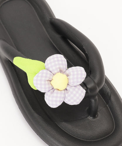チェック フラワーモチーフ EVA チューブ トング サンダル