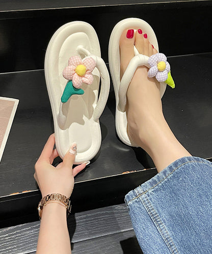 チェック フラワーモチーフ EVA チューブ トング サンダル