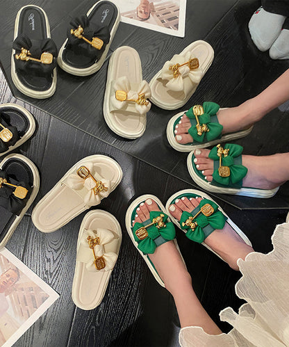 リボン メタル モチーフ フラット サンダル