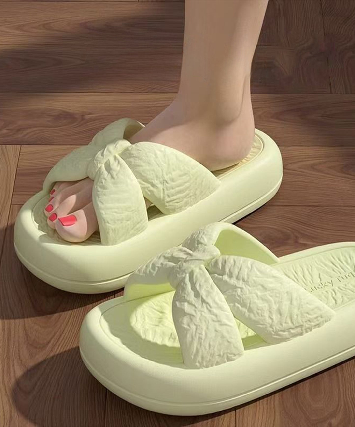 ツイスト クロスデザイン EVA 厚底 スライド サンダル