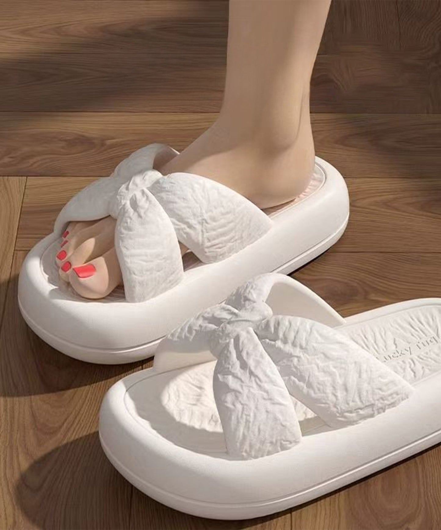 ツイスト クロスデザイン EVA 厚底 スライド サンダル