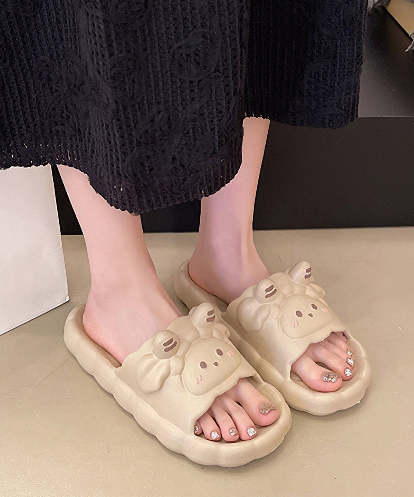 ヒツジ フェイス EVA スライド 厚底 サンダル