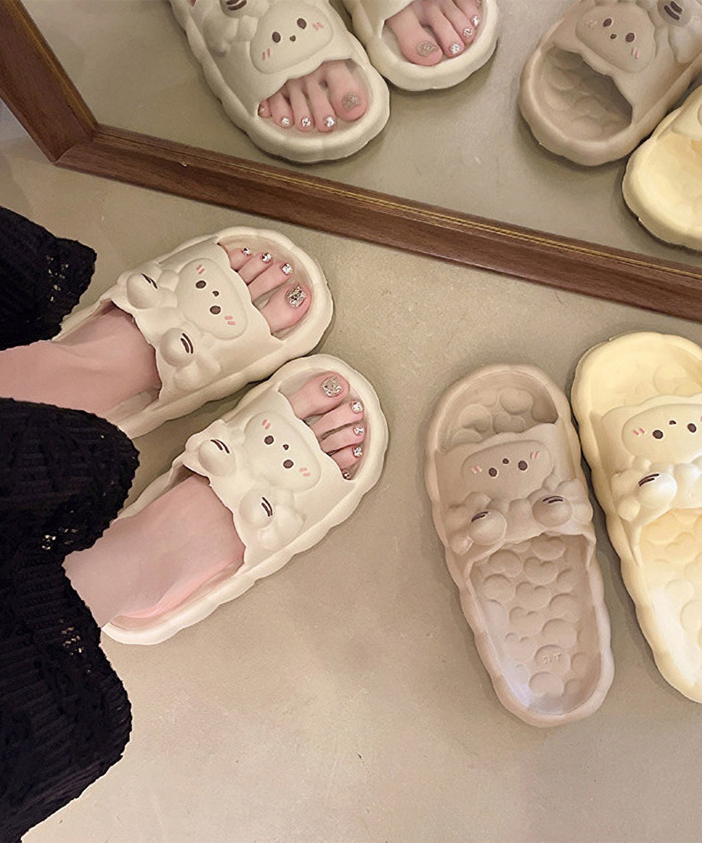 ヒツジ フェイス EVA スライド 厚底 サンダル