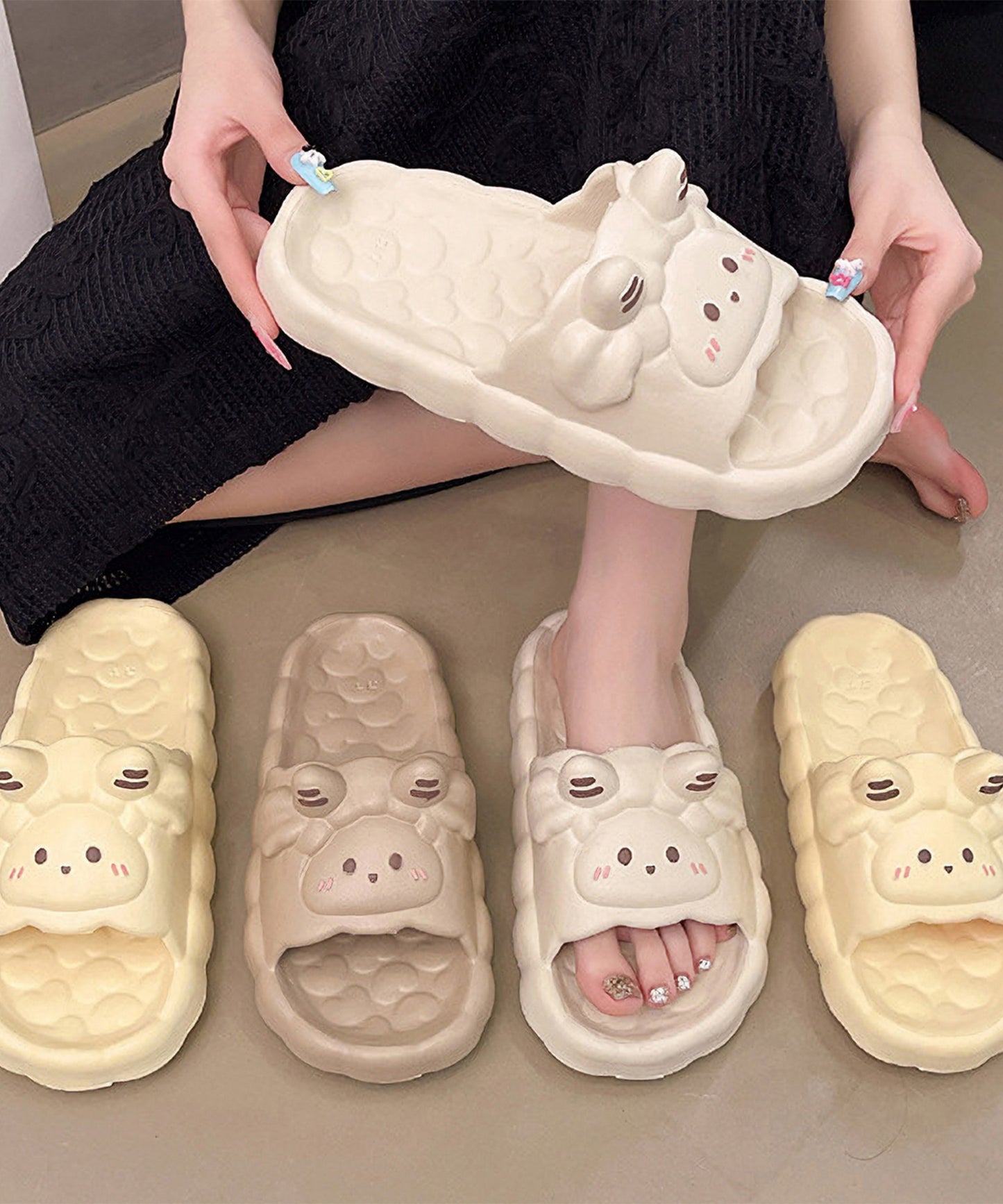 ヒツジ フェイス EVA スライド 厚底 サンダル