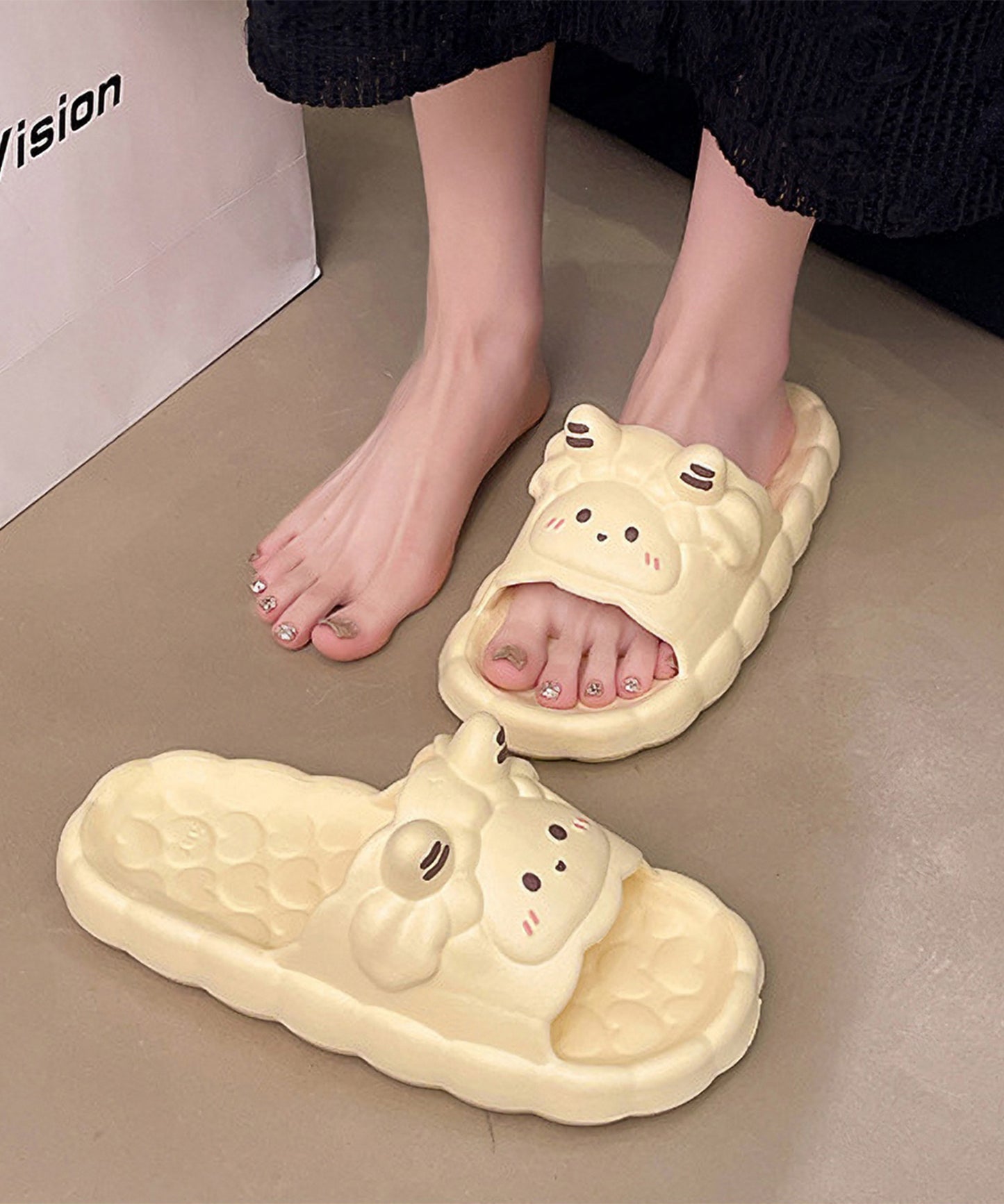 ヒツジ フェイス EVA スライド 厚底 サンダル