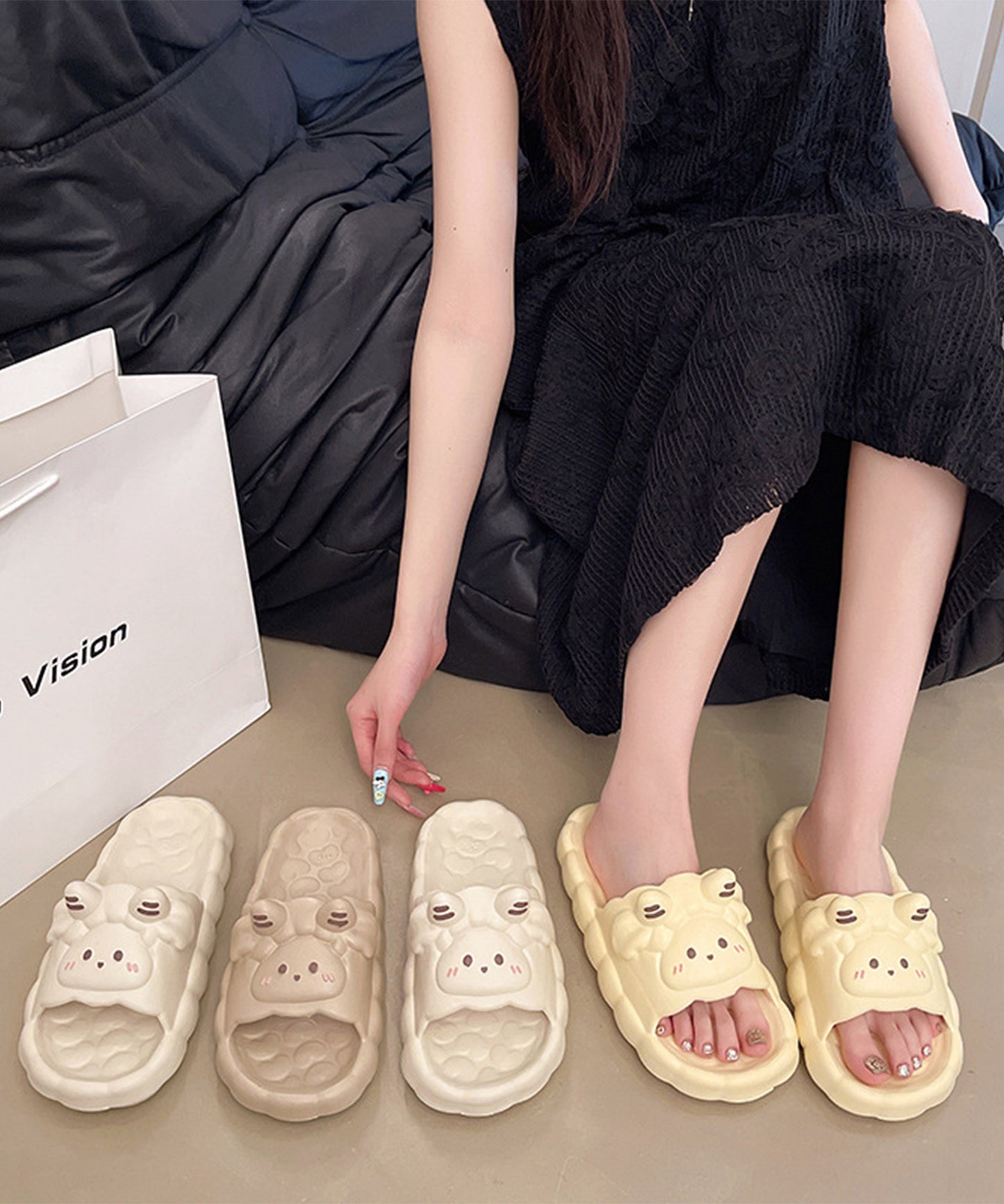 ヒツジ フェイス EVA スライド 厚底 サンダル