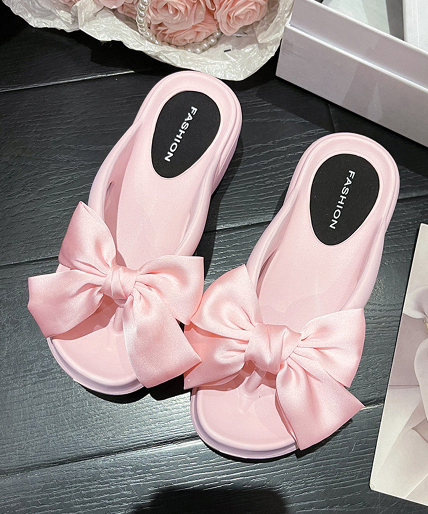 サテン リボン EVA 厚底 トング サンダル